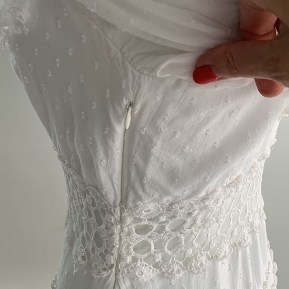Free People Cruel Intentions white boho crochet lace mini dress, size 12 - Picture 13 of 16